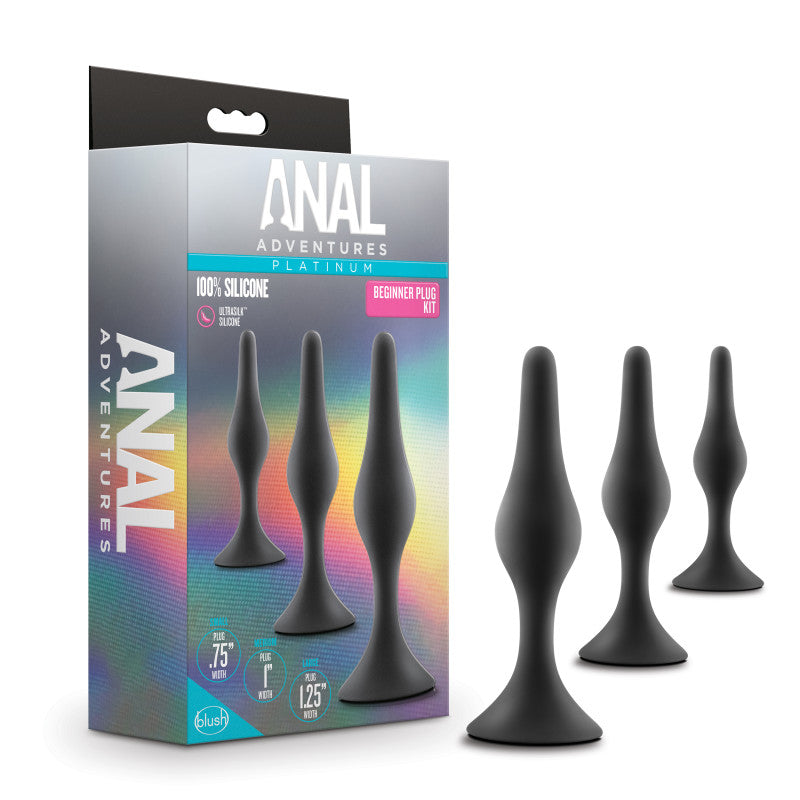 Blush Novelties Anal Adventures Platinum Silicone Beginner Butt Plug Kit Set Of 3 Sizes Blush Novelties