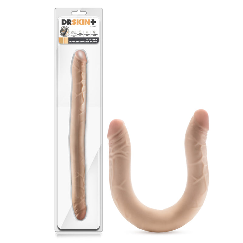 Blush Novelties Dr Skin Plus Posable Double Dong 16.5 Inch Flesh