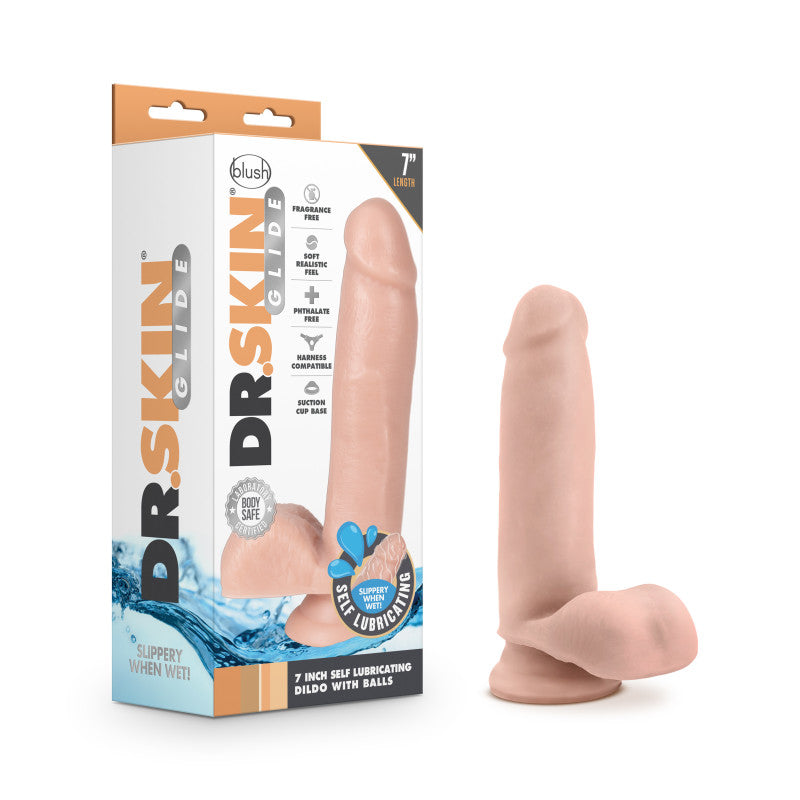 Blush Novelties Dr Skin Glide Self Lubricating Dildo 7 Inch Flesh Blush Novelties Main image