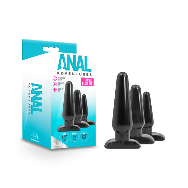 Anal Adventures Basic Butt Plug Kit Set Of 3 Sizes Blush Novelties