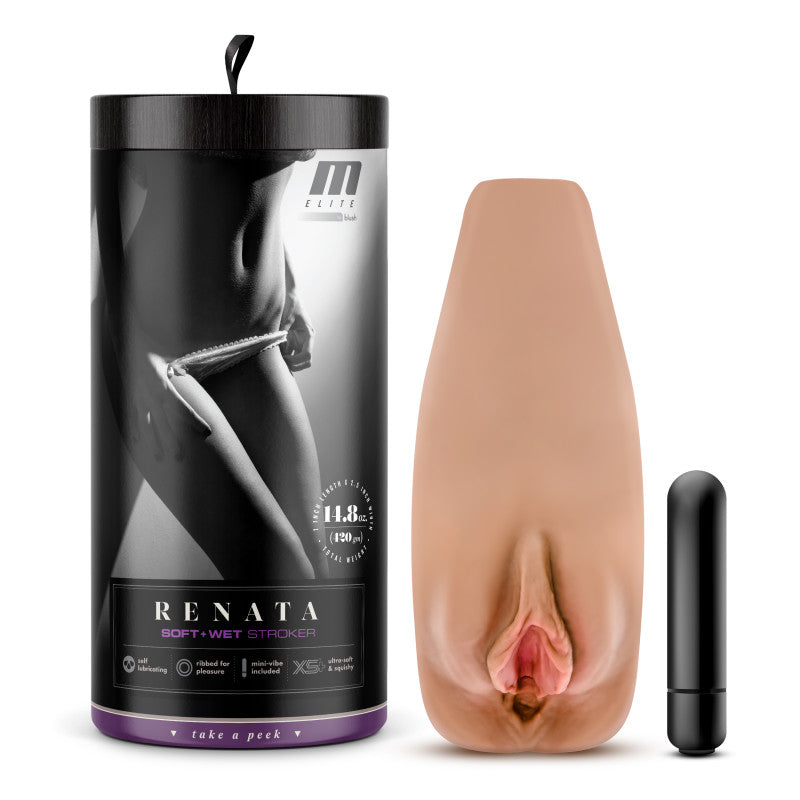 Blush Novelties M Elite Soft & Wet Renata Vibrating Vagina Stroker Ta