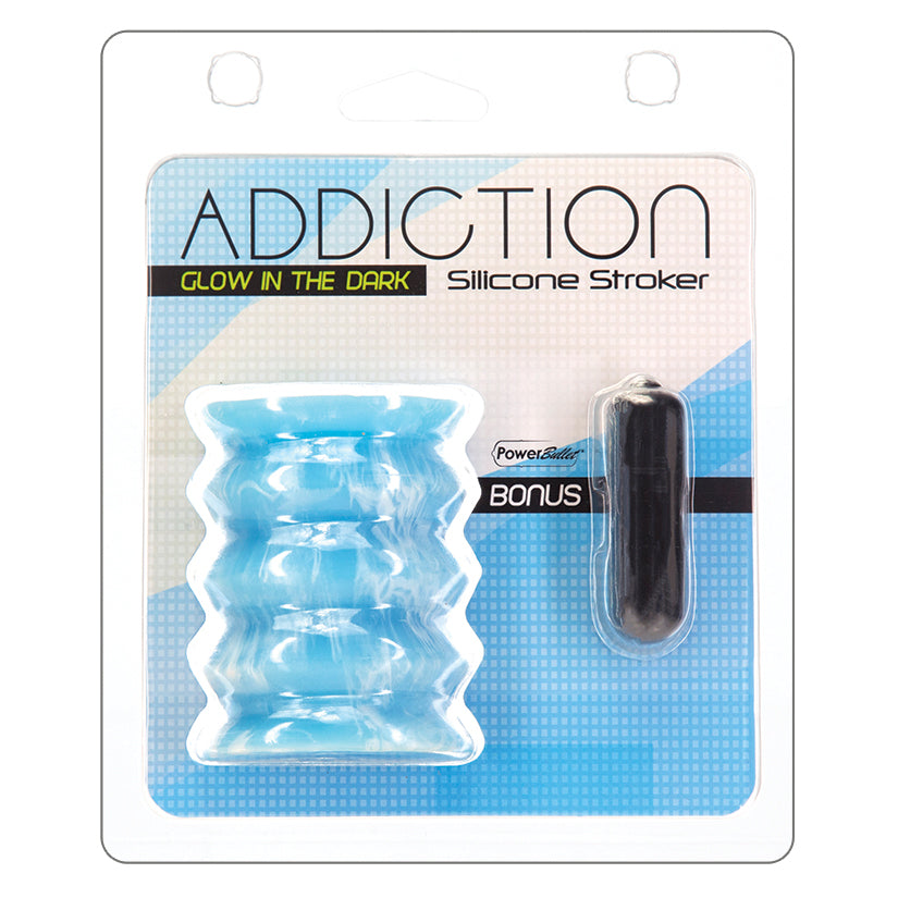 BMS Addiction Silicone Stroker Glow In The Dark Blue BMS