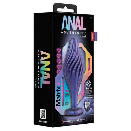 Blush Anal Adventures Matrix Swirling Bling Butt Plug Sapphire BLUSH