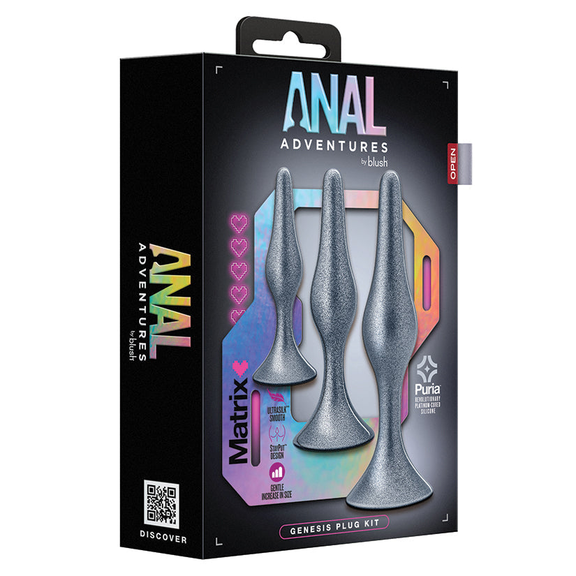 Blush Anal Adventures Matrix Genesis Butt Plug Kit Silver BLUSH
