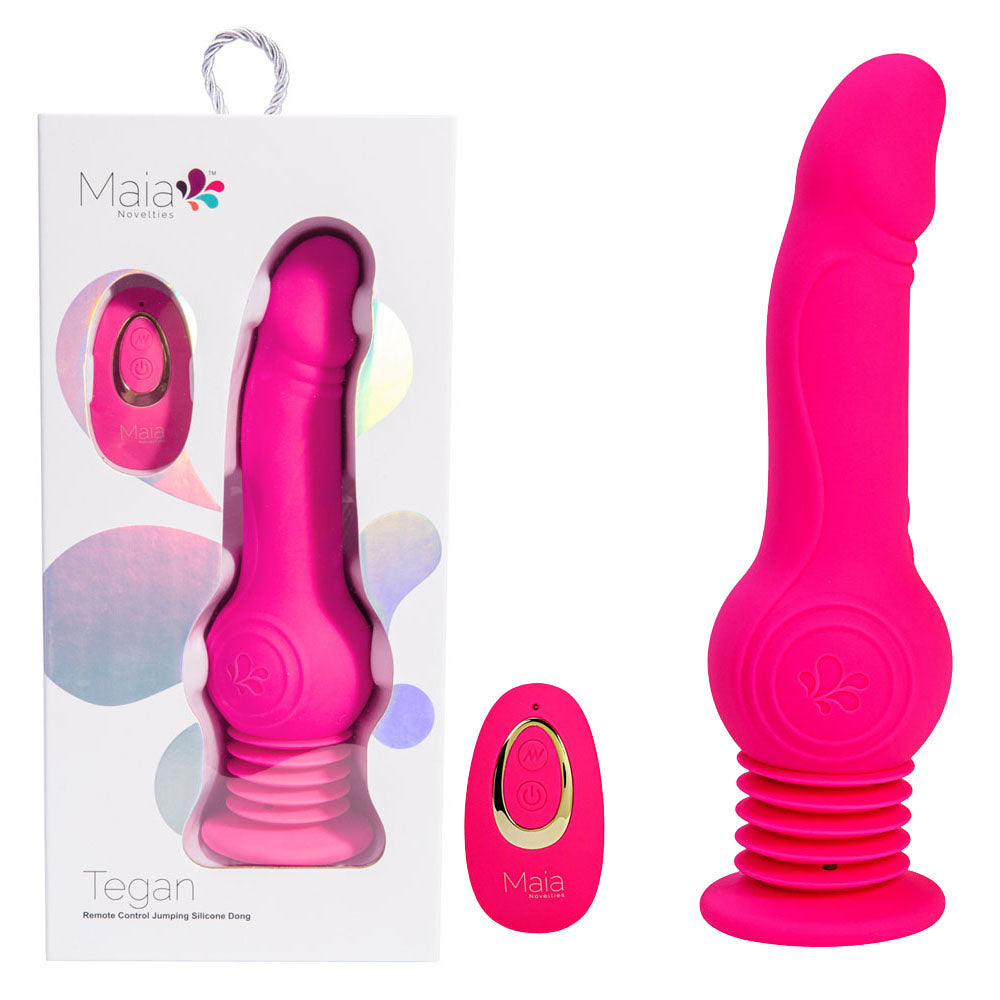 Maia TEGAN USB Rechargeable Jumping Vibrating Dong With Remote 23.6cm Pink Maia Toys