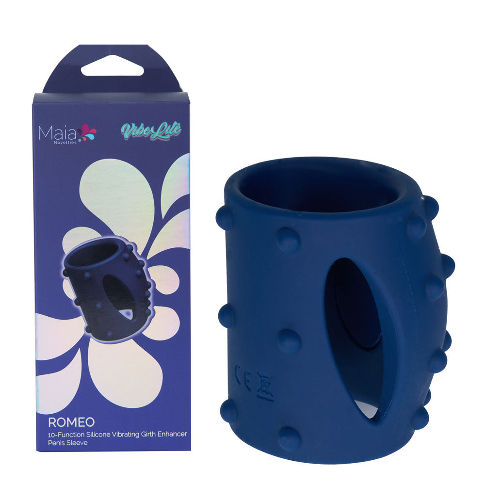 Maia ROMEO USB Rechargeable Vibrating Girth Enhancer Sleeve Blue Maia Toys