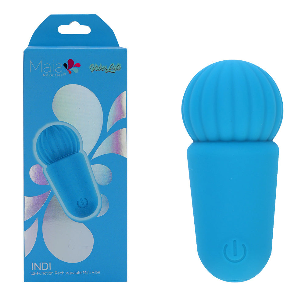Maia INDI USB Rechargeable Mini Vibrating Wand Blue 7.6 cm Maia Toys