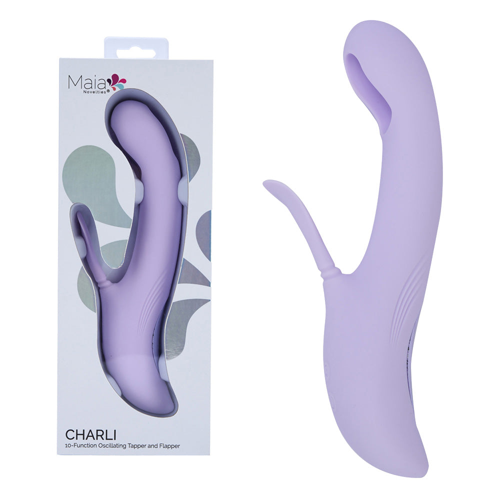Maia CHARLI USB Rechargeable Flapping & Tapping Rabbit Vibrator Lavender 22.9 cm Maia Toys