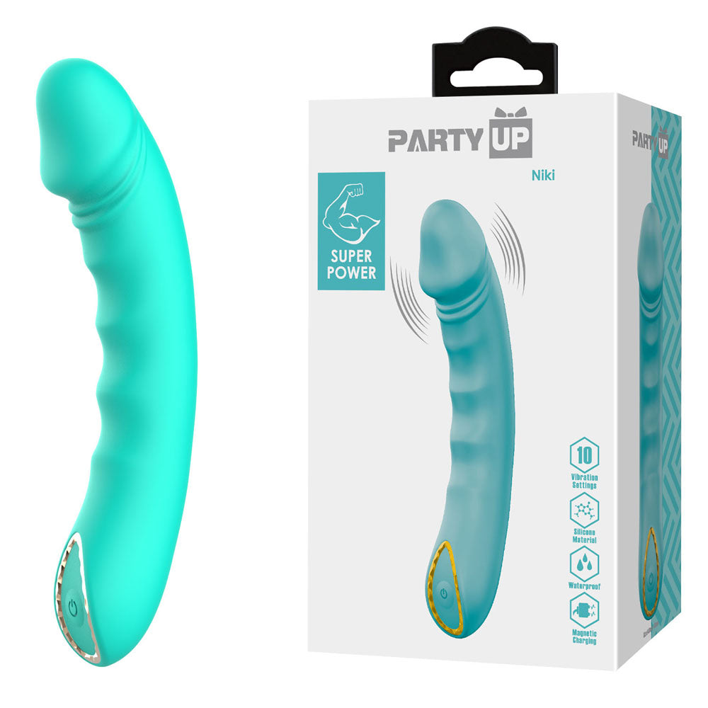 Party Up NIKI USB Rechargeable Vibrator 15.4cm Teal Party Up Main image