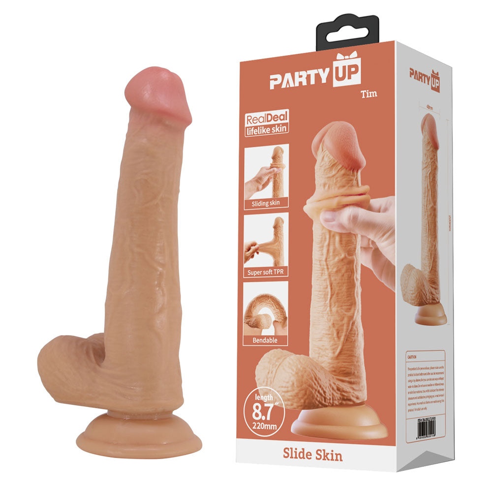 Party Up TIM Slide Skin Dong Flexible Dildo 22cm Flesh Party Up