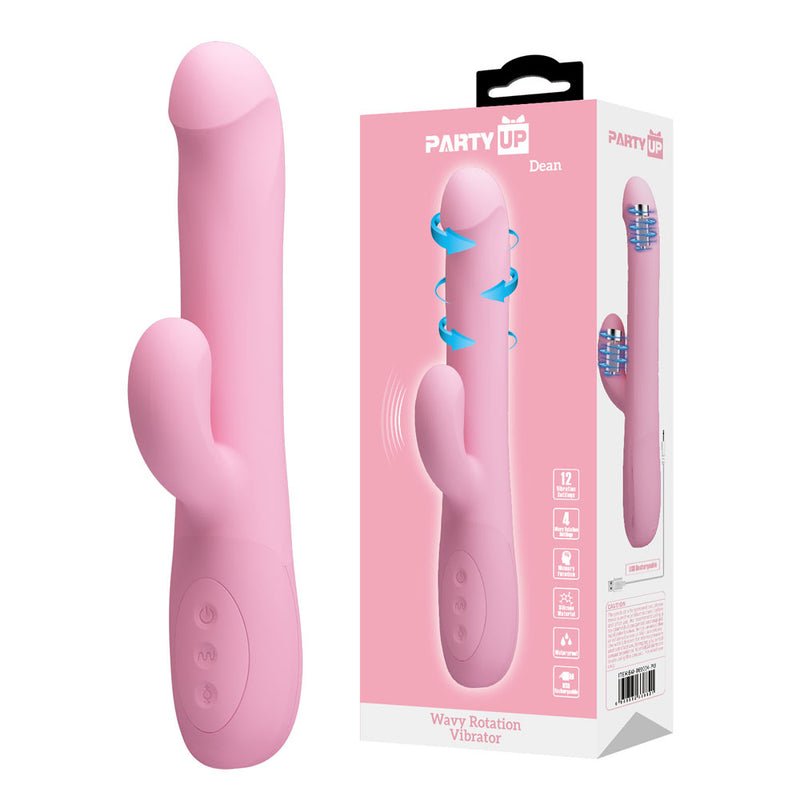 Party Up DEAN Wavy Rotation Vibe USB Rechargeable Rotating Rabbit Vibrator 23.8cm