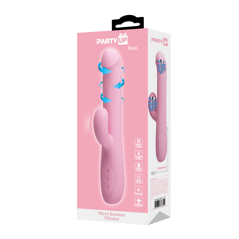 Party Up DEAN Wavy Rotation Vibe USB Rechargeable Rotating Rabbit Vibrator 23.8cm Party Up