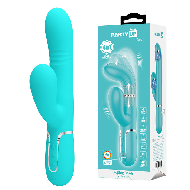 Party Up PAUL Rolling Beads USB Rechargeable Thrusting Rabbit Vibrator 22.6cm