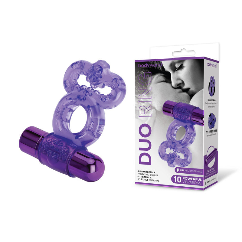 Bodywand Rechargeable Duo USB Rechargable Vibrating Cock Ring Purple