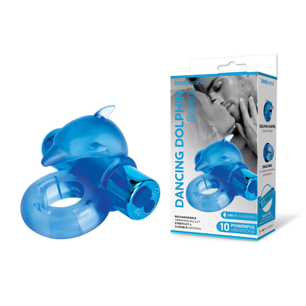 Bodywand Rechargeable Dancing Dolphin USB Rechargeable Vibrating Cock Ring Blue Bodywand Main image