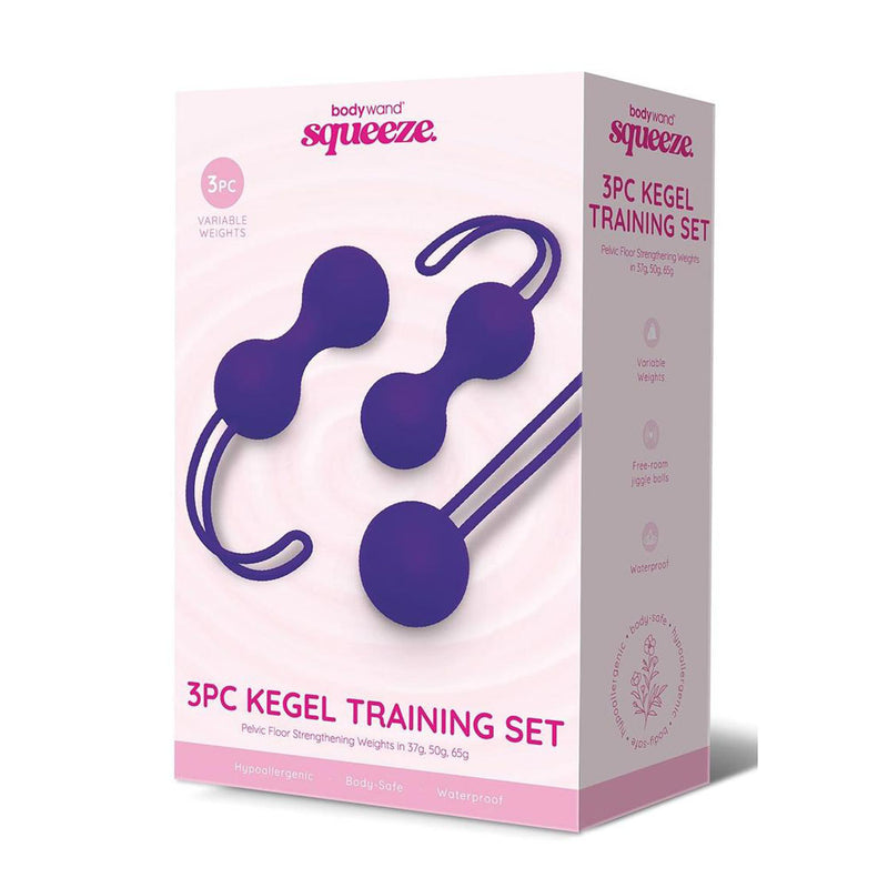 Bodywand Squeeze Kegel Training Weighted Kegel Ball Set 3 Piece Kit Purple