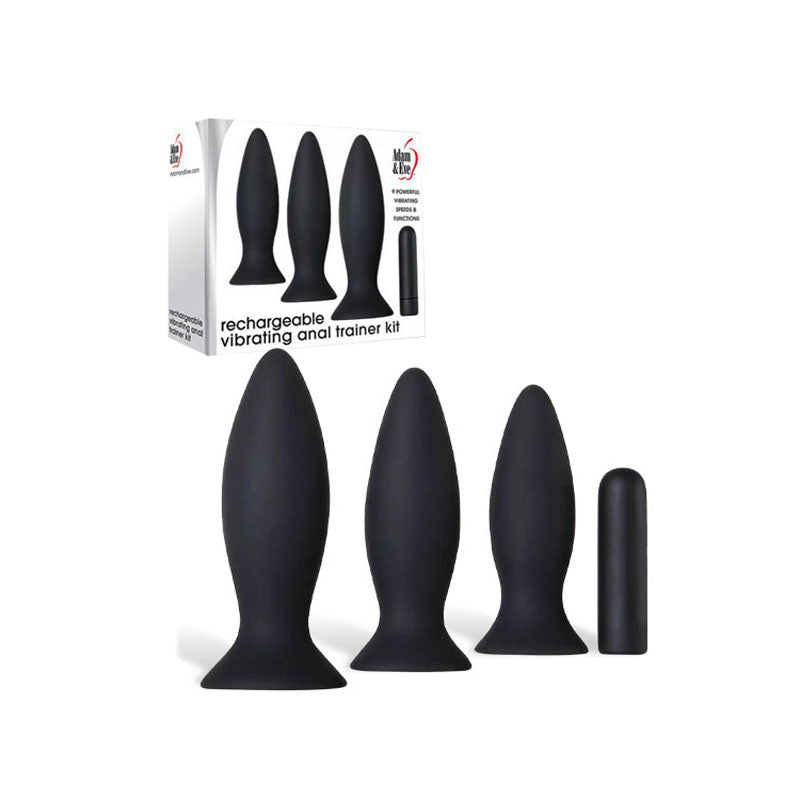 Adam & Eve Rechargeable Vibrating Anal Trainer Kit Butt Plugs With USB Rechargeable Bullet