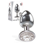 Adam & Eve Clear Gem Anal Plug Butt Plug With Clear Gem Base Large Metallic 9.5 cm Adam & Eve