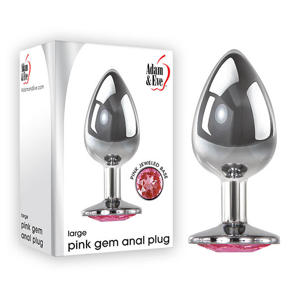 Adam & Eve Silver Large Metal Butt Plug With Pink Gem Adam & Eve Main image