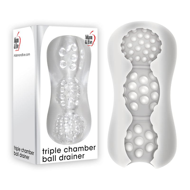 Adam & Eve Triple Chamber Ball Drainer Masturbator Sleeve Clear