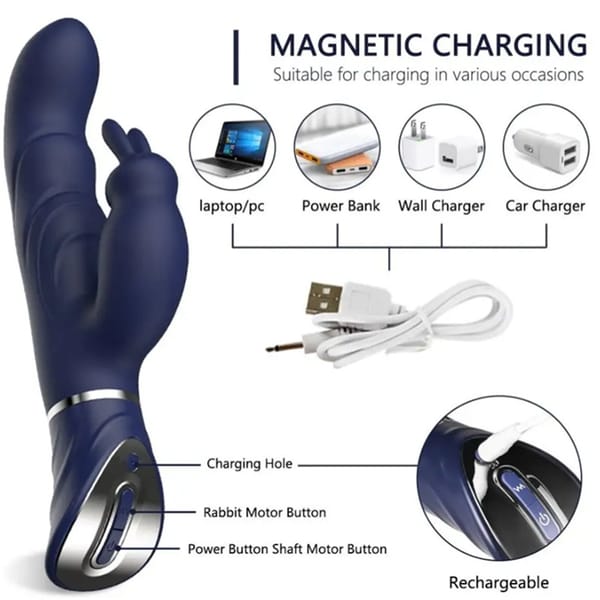 Elosung Dual Action Rabbit Vibrator USB Rechargeable Blue Elosung