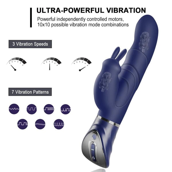 Elosung Dual Action Rabbit Vibrator USB Rechargeable Blue Elosung