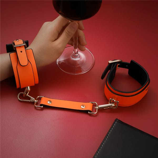 Elosung Adjustable PU Leather Bondage Wrist & Ankle Cuffs Luminous Pink Secondary image
