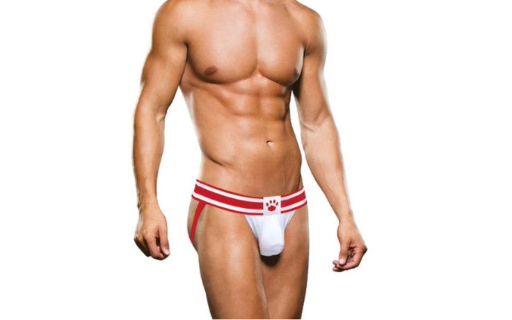 Prowler Open Back Brief Backless Mens Jock Brief White / Red Medium Prowler