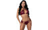 Exposed Juno Burgundy Jewel Lingerie Tow Piece Set Exposed Lingerie