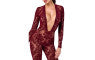 Noir Kink Royal V Neck Catsuit Full Body Fetish Catsuit Red Noir