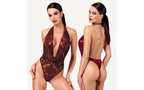 Noir Kink Royal Draped Plunge Bodysuit Red Noir