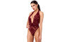 Noir Kink Royal Draped Plunge Bodysuit Red Noir