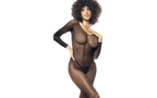 Mapale Long Sleeve Fishnet Full Bodystocking Black Mapale