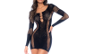 Mapale Long Sleeve Floral Fishnet Dress Black Mapale