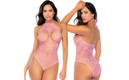 Mapale Heart Fishnet Bodysuit Heart Pink Mapale