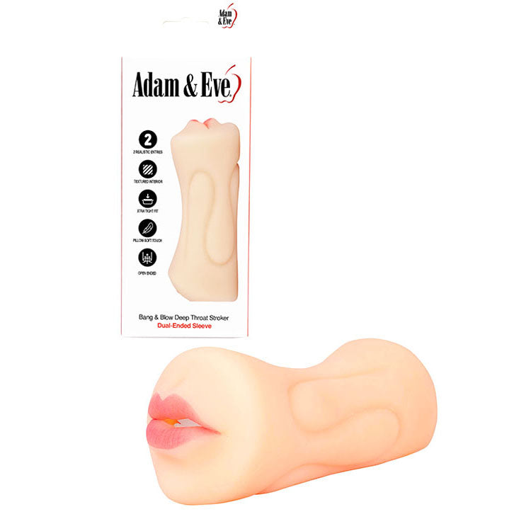 Adam & Eve Bang & Blow Deep Throat Vagina & Mouth Dual Ended Stroker Flesh