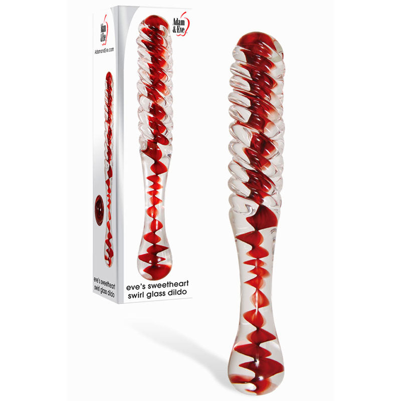 Adam & Eve Sweetheart Swirl Glass Dildo 22cm Clear / Red Adam & Eve Main image