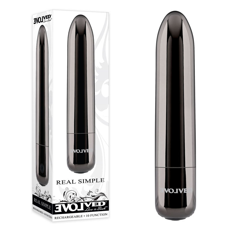 Evolved REAL SIMPLE Chrome USB Rechargeable Bullet Vibrator 10cm Evolved