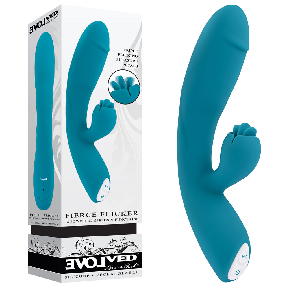 Evolved FIERCE FLICKER USB Rechargeable Rabbit Flicker Vibrator 19.5cm Evolved