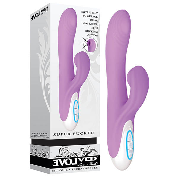 Evolved Super Sucker USB Rechargeable Rabbit Vibrator With Sucking Clit Stim 9 Inch