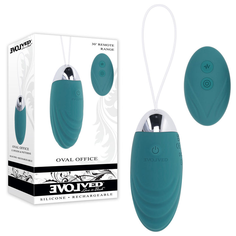 Evolved OVAL OFFICE USB Rechargeable Wireless Egg Vibrator With Remote Control Green