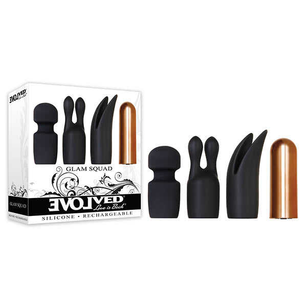Evolved Glam Squad Rechargeable Bullet Vibrator With 3 Interchangeable Sleeves Copper Evolved