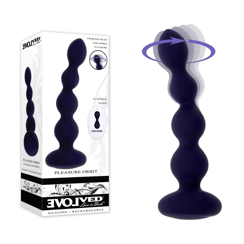 Evolved PLEASURE ORBIT USB Rechargeable Twirling & Vibrating Anal Beads With Remote