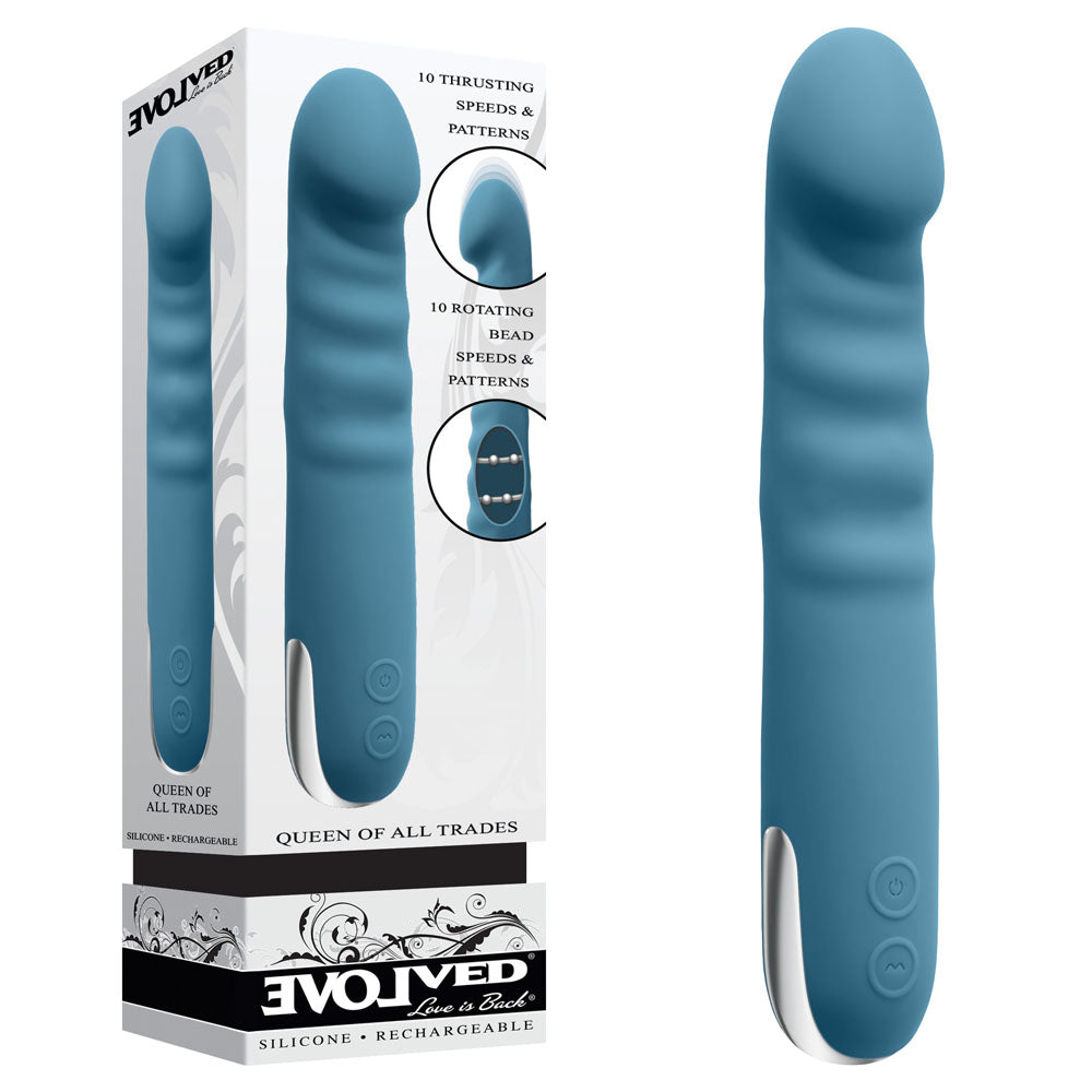 Evolved QUEEN OF ALL TRADES USB Rechargeable Thrusting & Rotating Vibrator 22.6cm Evolved