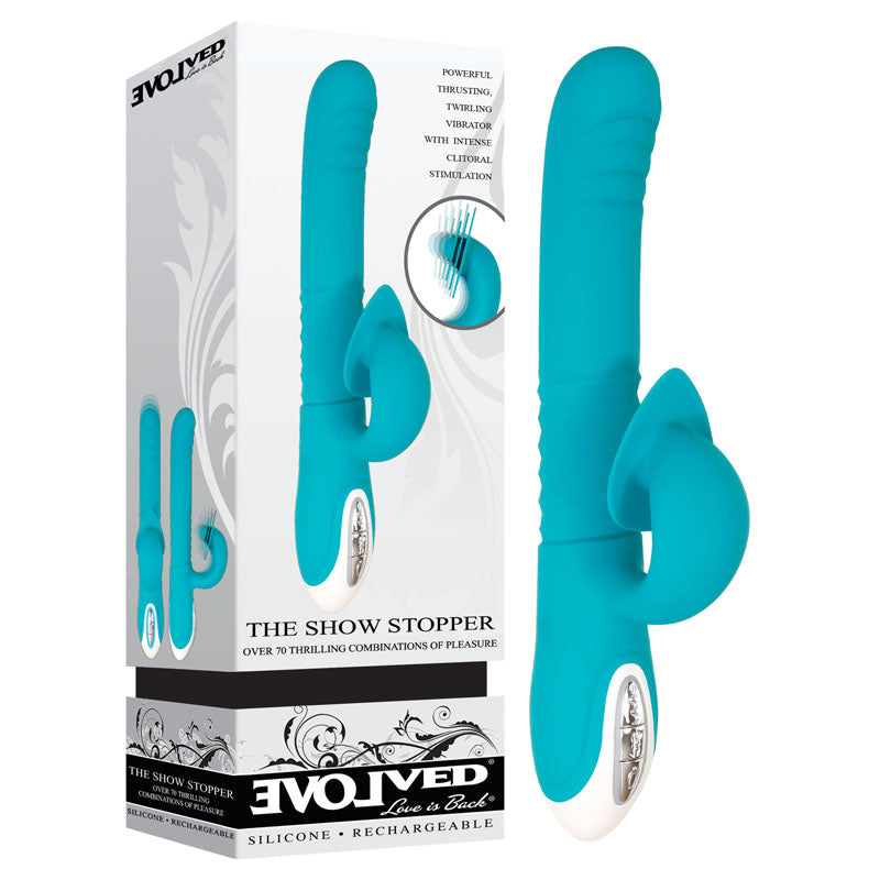 Evolved The Show Stopper USB Rechargeable Thrusting Rabbit Vibrator 23.5cm Evolved