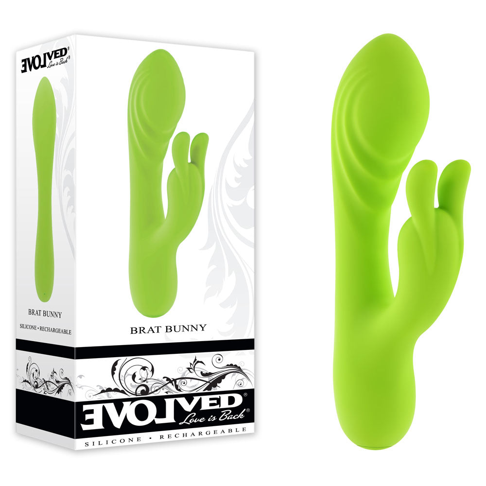 Evolved BRAT BUNNY USB Rechargeable Rabbit Vibrator 16.2cm Green Evolved