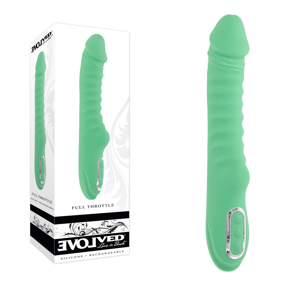 Evolved FULL THROTTLE USB Rechargeable Vibrator 24.1cm Mint Green Evolved