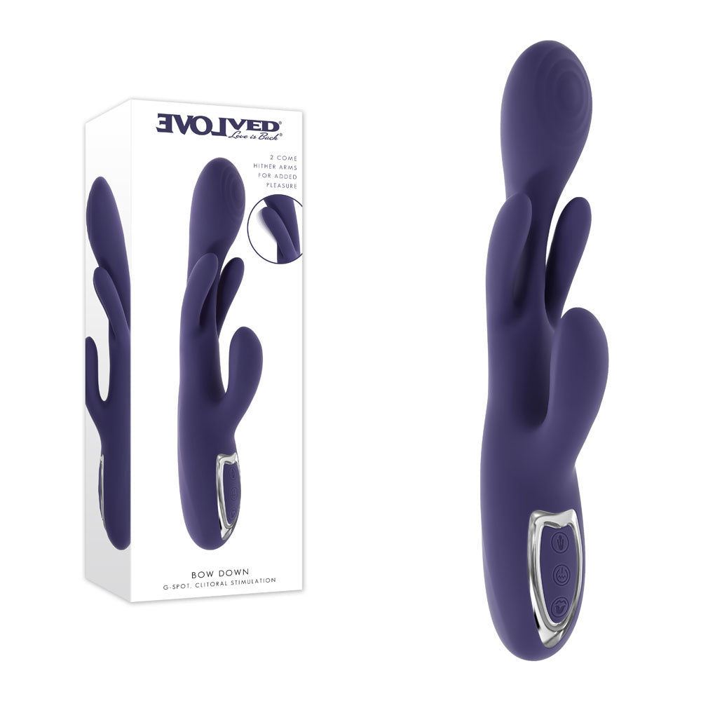 Evolved BOW DOWN USB Rechargeable Rabbit Vibrator Purple Evolved
