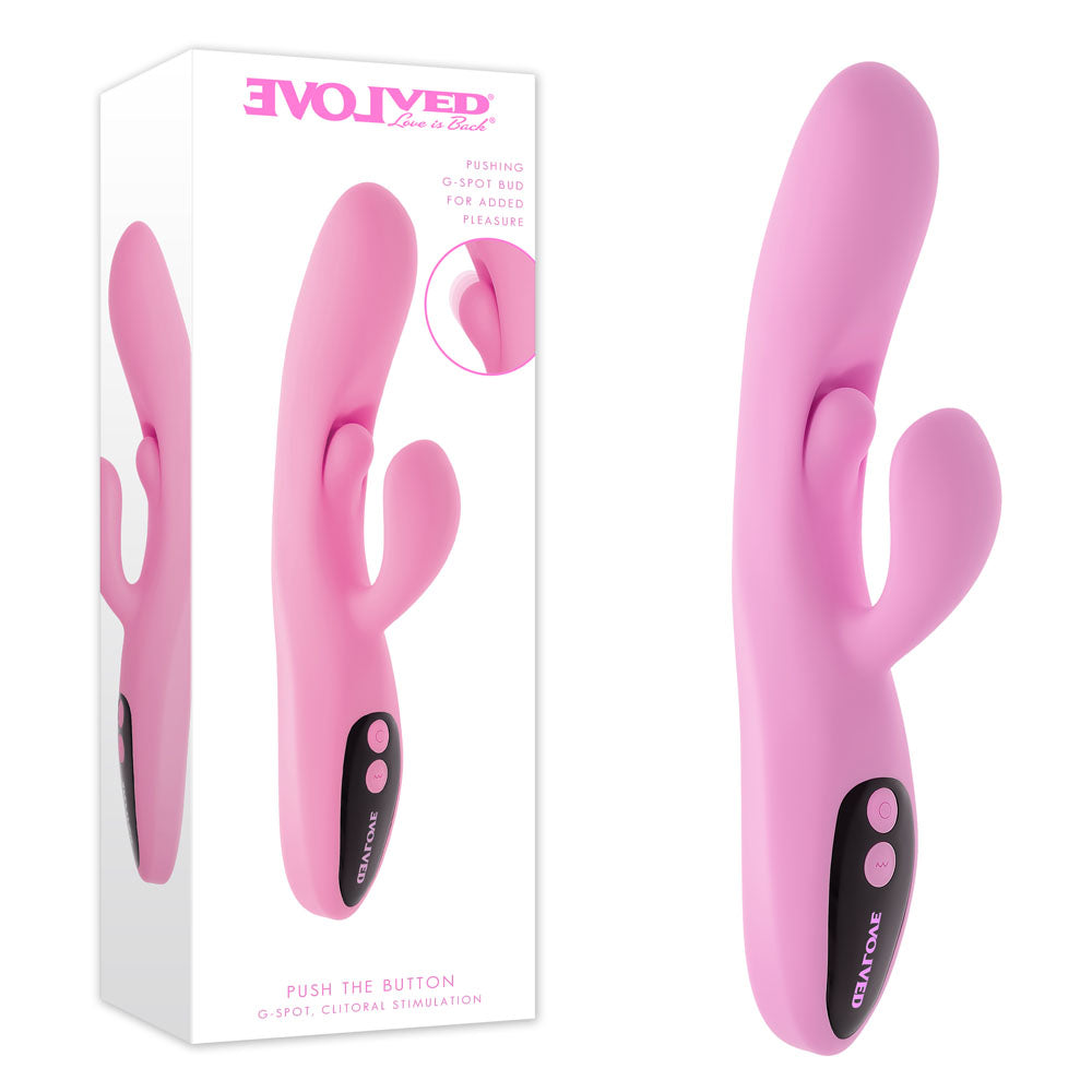 Evolved PUSH THE BUTTON USB Rechargeable Rabbit Vibrator With G Spot Bud Pink 23.5 cm Evolved