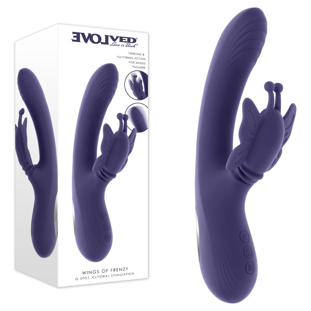 Evolved Wings Of Frenzy USB Rechargeable Butterfly Vibrator Purple